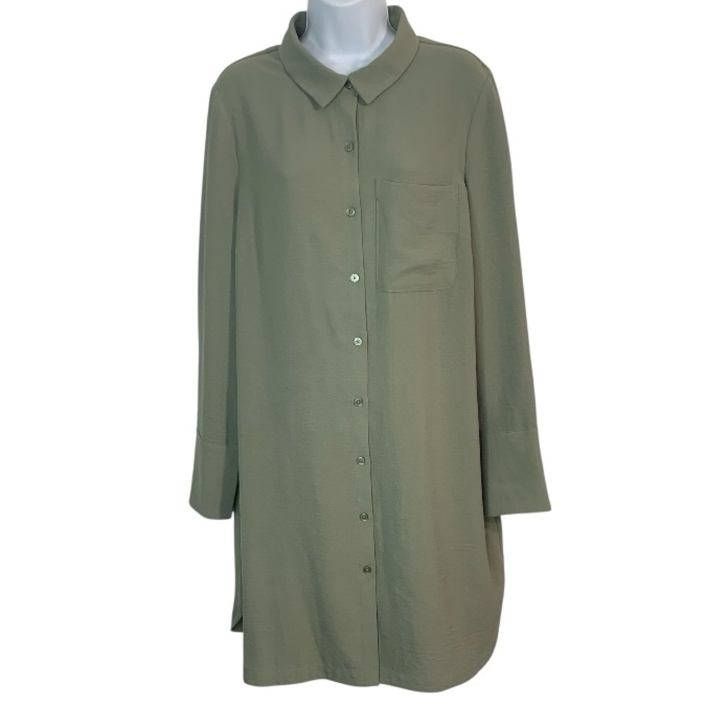 DKNY Button-Up Long Sleeve Shirt Dress Sz 12